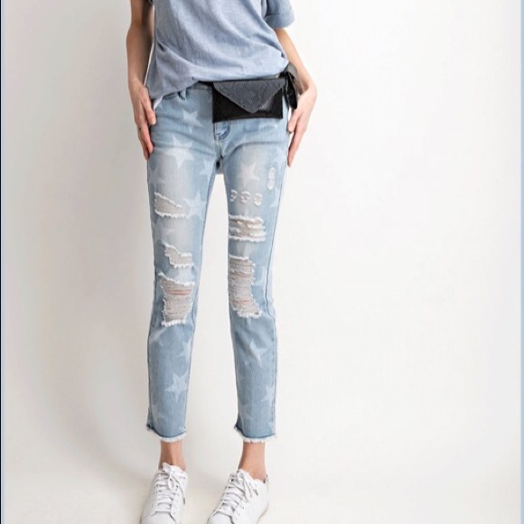 $ FIRM ๐ทLast 1๏ธโฃ Star Printed Distressed Jeans - Picture 5 of 8